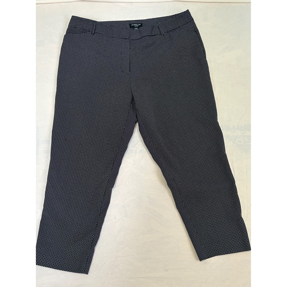 Liz Claiborne Emma Classic Pants 16W Black White Dash Print Cropped Career Work